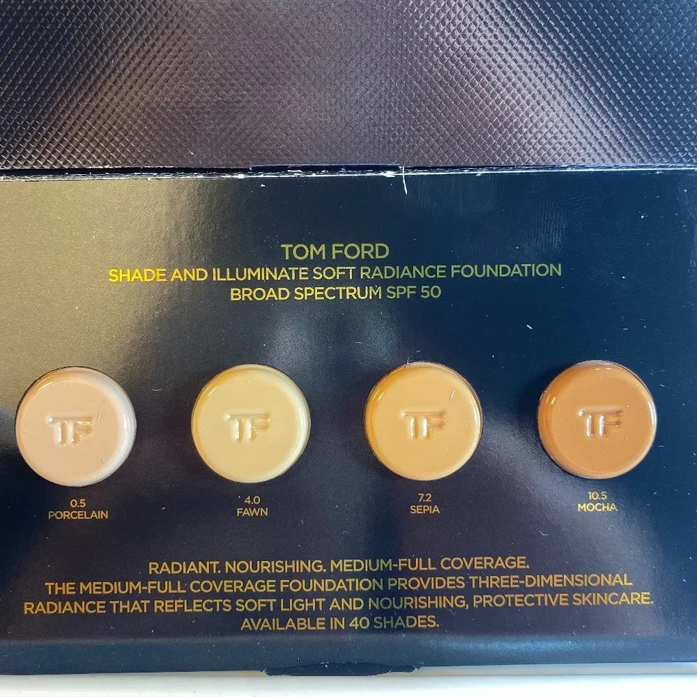 TOM FORD Beauty,Shade & Illuminate Foundation,Radiant SPF50-Sample 4 Shades-NEW